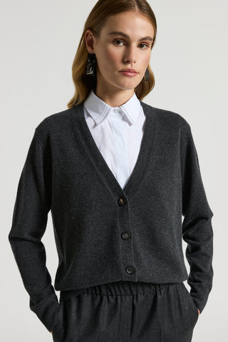 Cardigan in lana seta cashmere