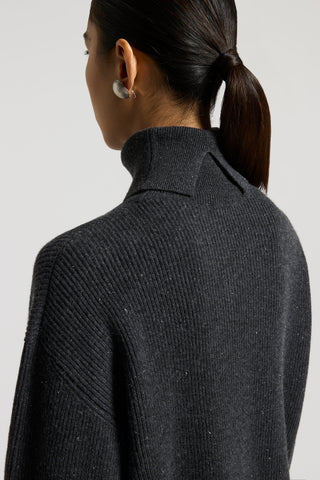 Polo-neck wool, silk and cashmere jumper