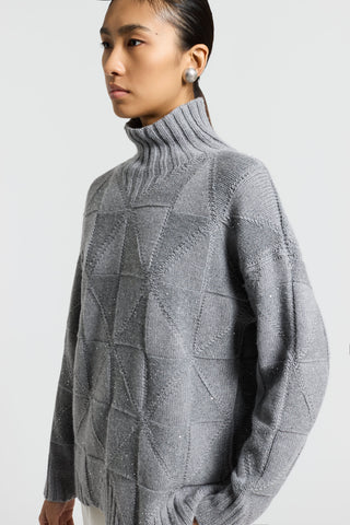 Inlaid jumper with lurex and sequins