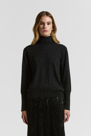Maglia collo alto in lana e viscosa
