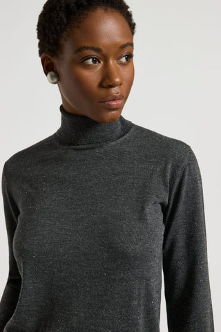 Maglia collo alto in lana e viscosa