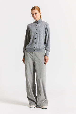 Cardigan con bottoni e lurex in lana e viscosa