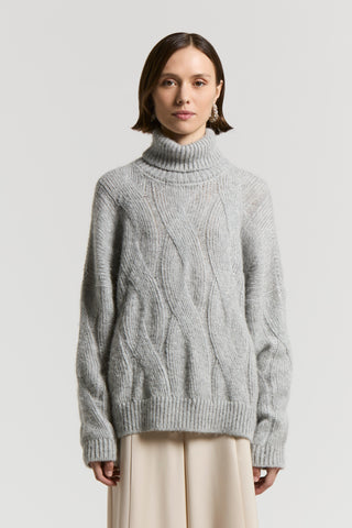 Alpaca cable-knit jumper with sequins