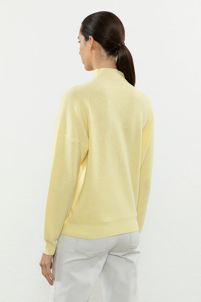 Wool, silk and cashmere sweater with high collar  