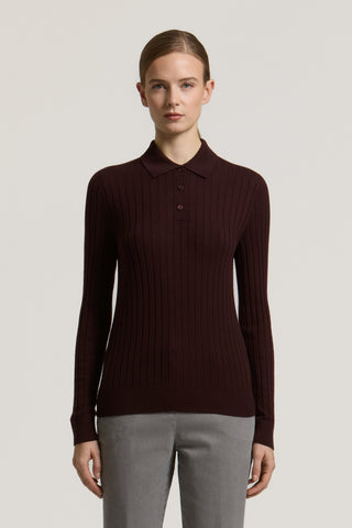 Maglia polo a costa larga in pura lana 1 / 3