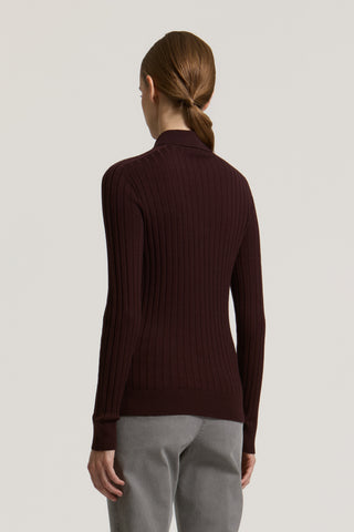 Maglia polo a costa larga in pura lana 3 / 3
