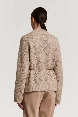 Cardigan in filato d'alpaca, lana e cotone