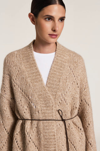 Cardigan in filato d'alpaca, lana e cotone