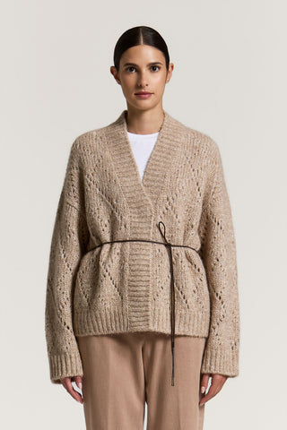 Cardigan in filato d'alpaca, lana e cotone