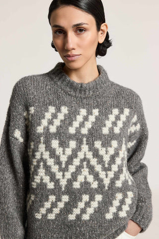 Maglia tricot in alpaca, lana e seta