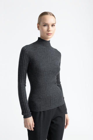 Wool high neck ribbed sweater  