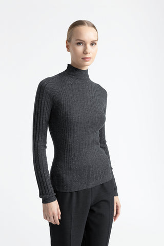 Wool high neck ribbed sweater  