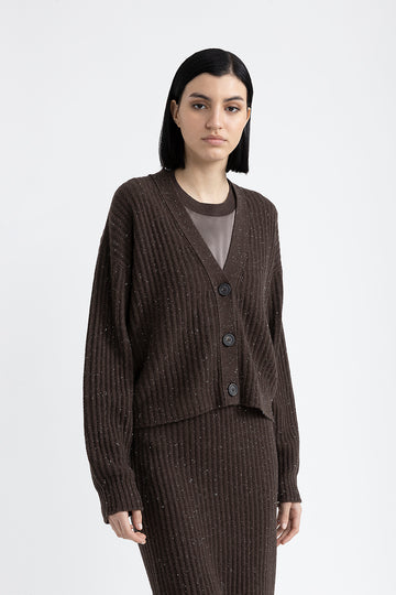 Wool, silk, cashmere and lurex cardigan  