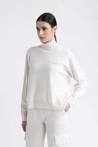 Wool, silk and cashmere turtleneck sweater  