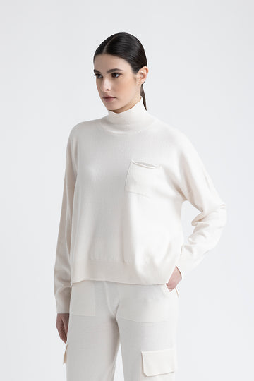 Wool, silk and cashmere turtleneck sweater  