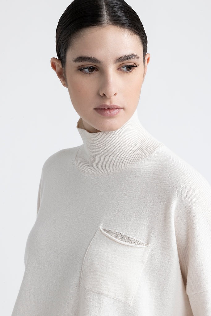 Wool, silk and cashmere turtleneck sweater  