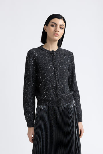 Wool, cashmere cardigan with sequins  