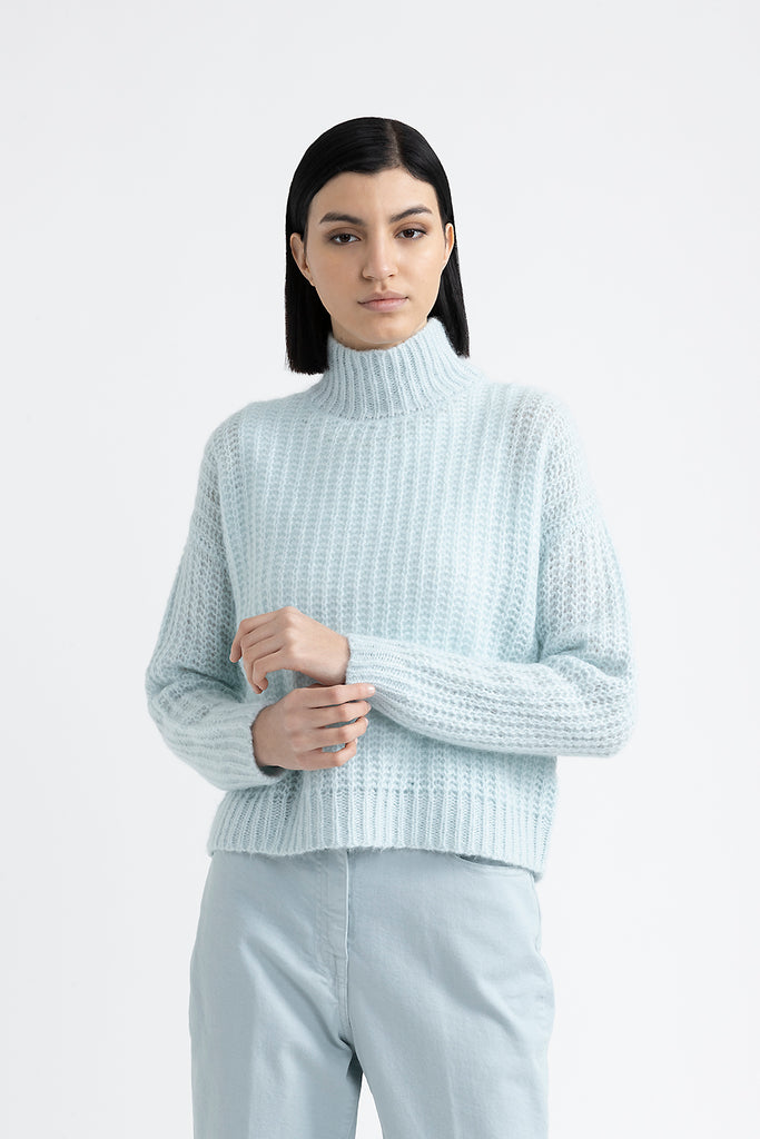 Alpaca and lurex high neck sweater  