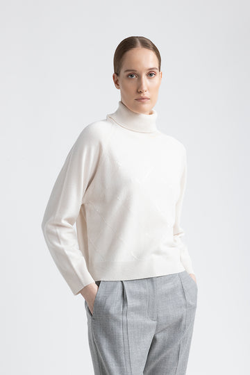 Wool, silk and cashmere turtleneck sweater  