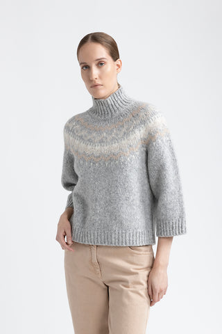 Alpaca and wool jacquard high neck sweater  