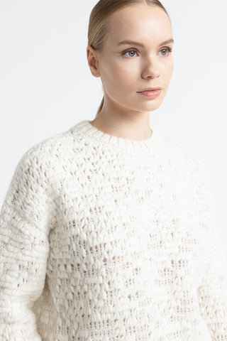 Wool, alpaca and lurex shaded jacquard sweater  