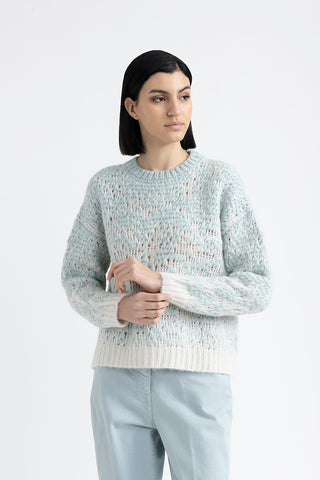 Wool, alpaca and lurex shaded jacquard sweater  