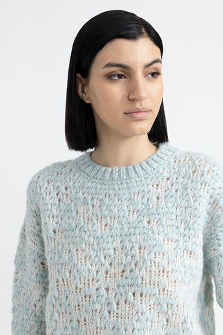 Wool, alpaca and lurex shaded jacquard sweater  