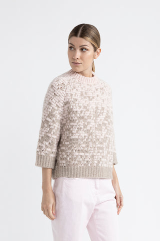 Wool and alpaca jacquard sweater with lurex details  