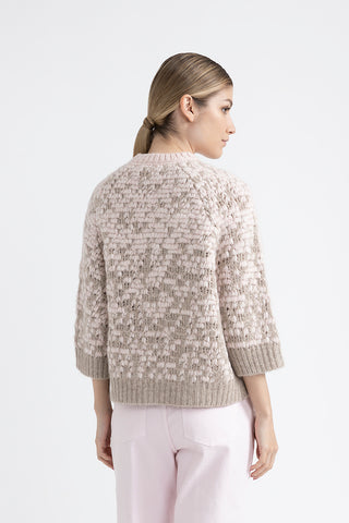 Wool and alpaca jacquard sweater with lurex details  