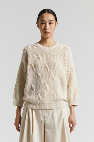 Pure cotton cordonett sweater with sequins