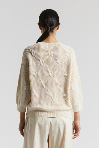 Pure cotton cordonett sweater with sequins