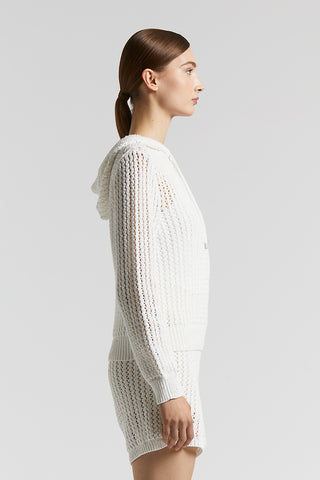 Pure cotton cordonnet sweater with sequins