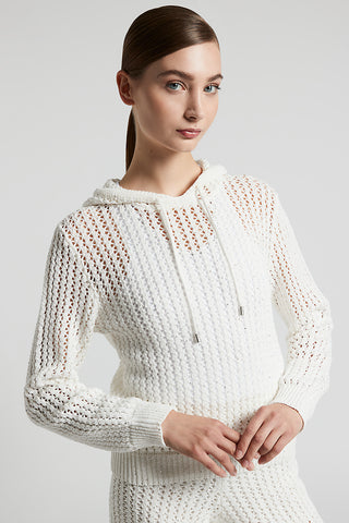 Pure cotton cordonnet sweater with sequins