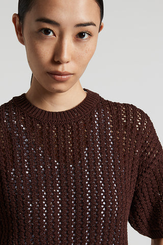 Cotton cordonnet sweater with sequins