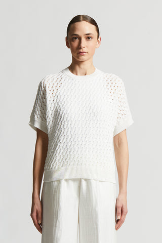 Cotton cordonnet sweater with sequins