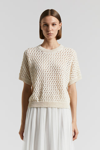 Cotton cordonnet sweater with sequins