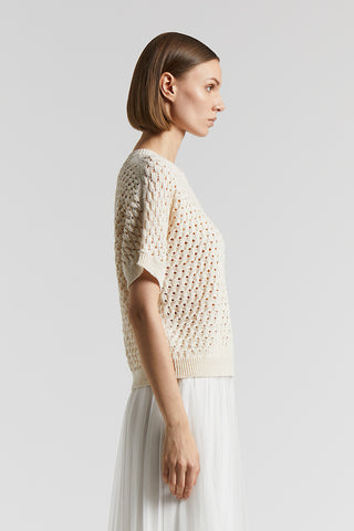 Cotton cordonnet sweater with sequins