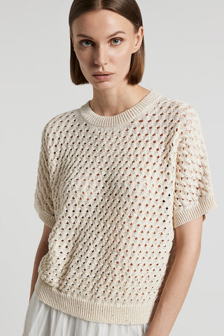 Cotton cordonnet sweater with sequins