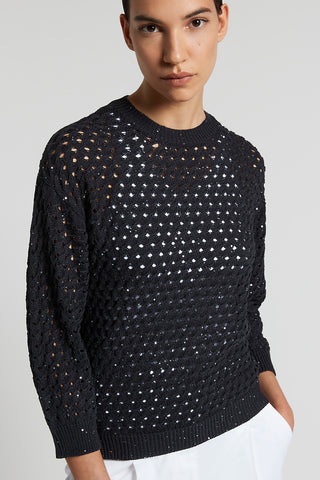 Cotton cordonnet sweater with sequins