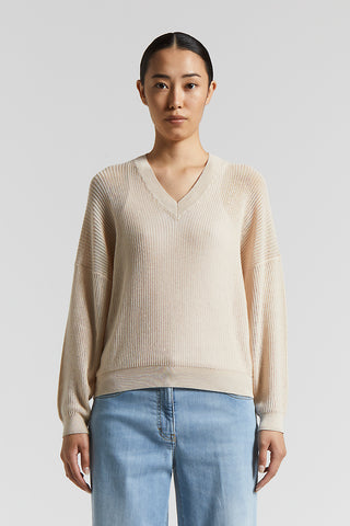 Cotton tricot sweater with sequins