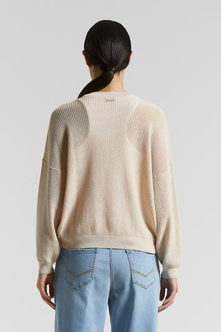 Cotton tricot sweater with sequins