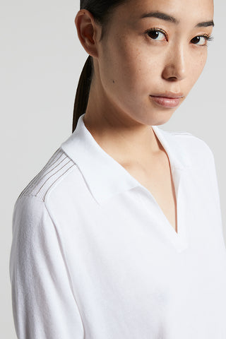 Pure cotton crepe tricot polo shirt