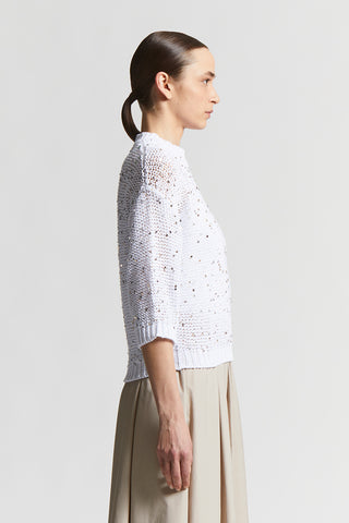 Cotton webbing sweater with sequins