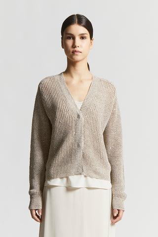 Linen cardigan with sequins