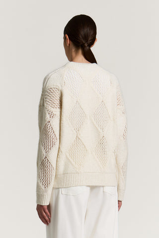 Maglia a rombi in lana, cotone e alpaca