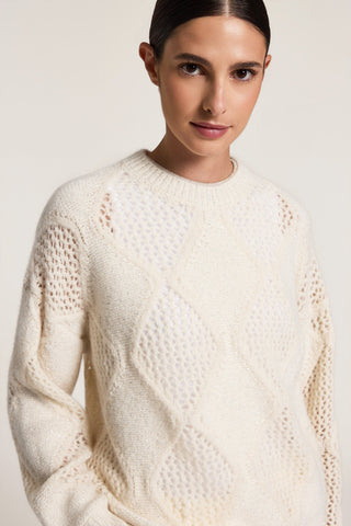 Maglia a rombi in lana, cotone e alpaca