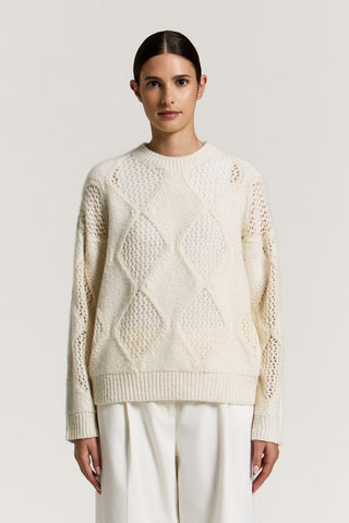 Maglia a rombi in lana, cotone e alpaca