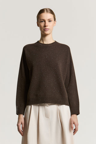 Wool, silk, cashmere and lamé sweater