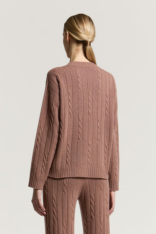 Maglia a trecce in lana, seta, cashmere e lamé