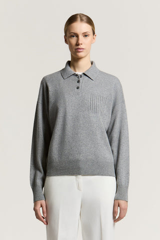 Polo in filato di lana, seta e cashmere